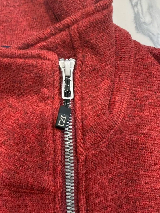 Cutter & Buck Red Heather Sleeveless Zip Vest with WSU Logo - Picture 6 of 13